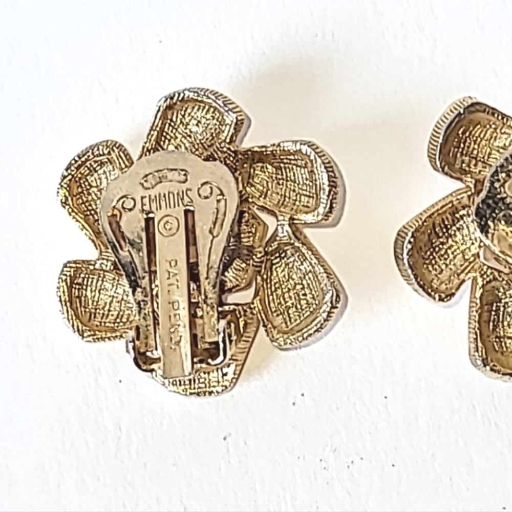 EMMONS VINTAGE BRACELET & CLIP EARRINGS SET DEMI-PARURE GOLDTONE - Picture 5 of 12